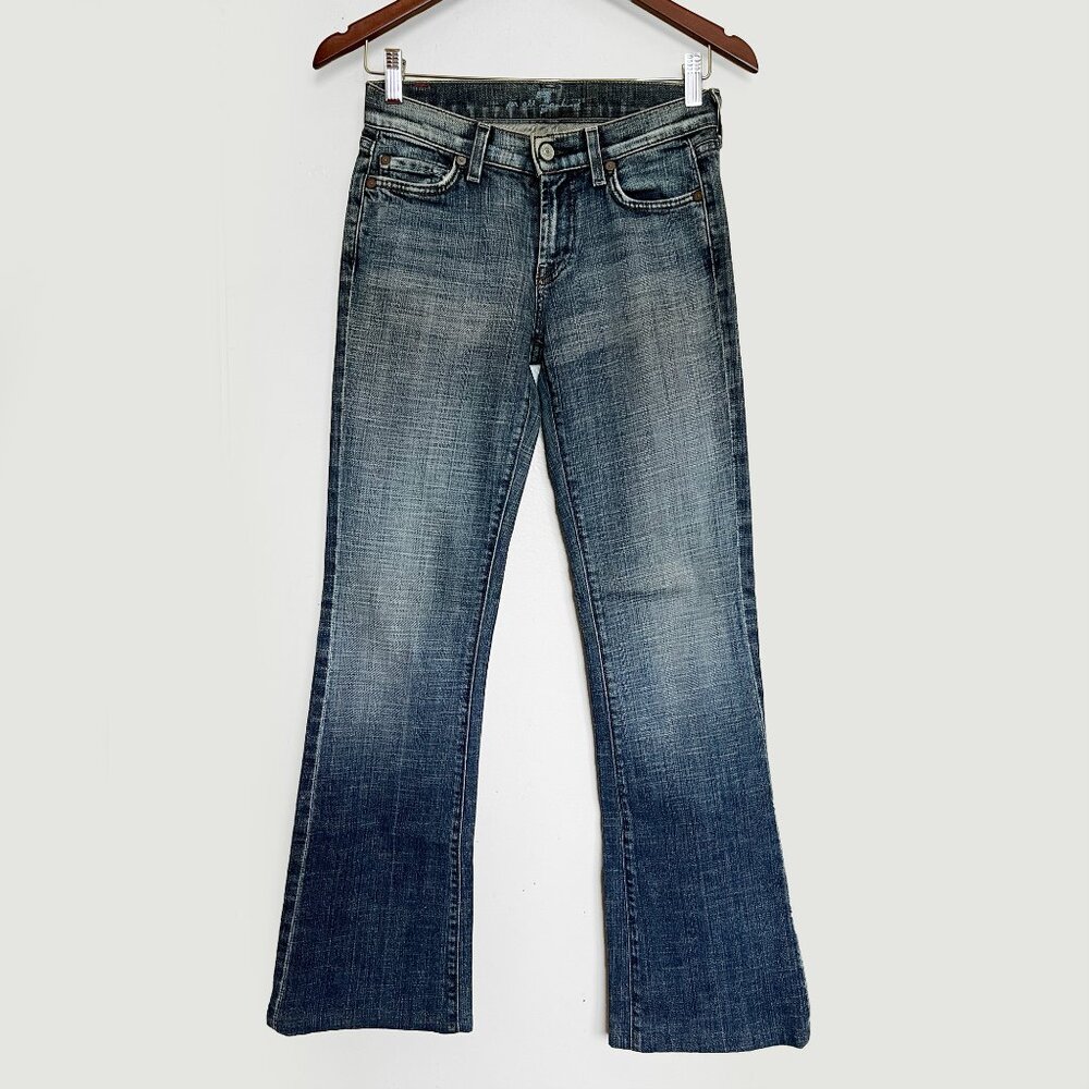 7 for All Mankind Low Rise Bootcut Jeans Blue Made in USA Size 25